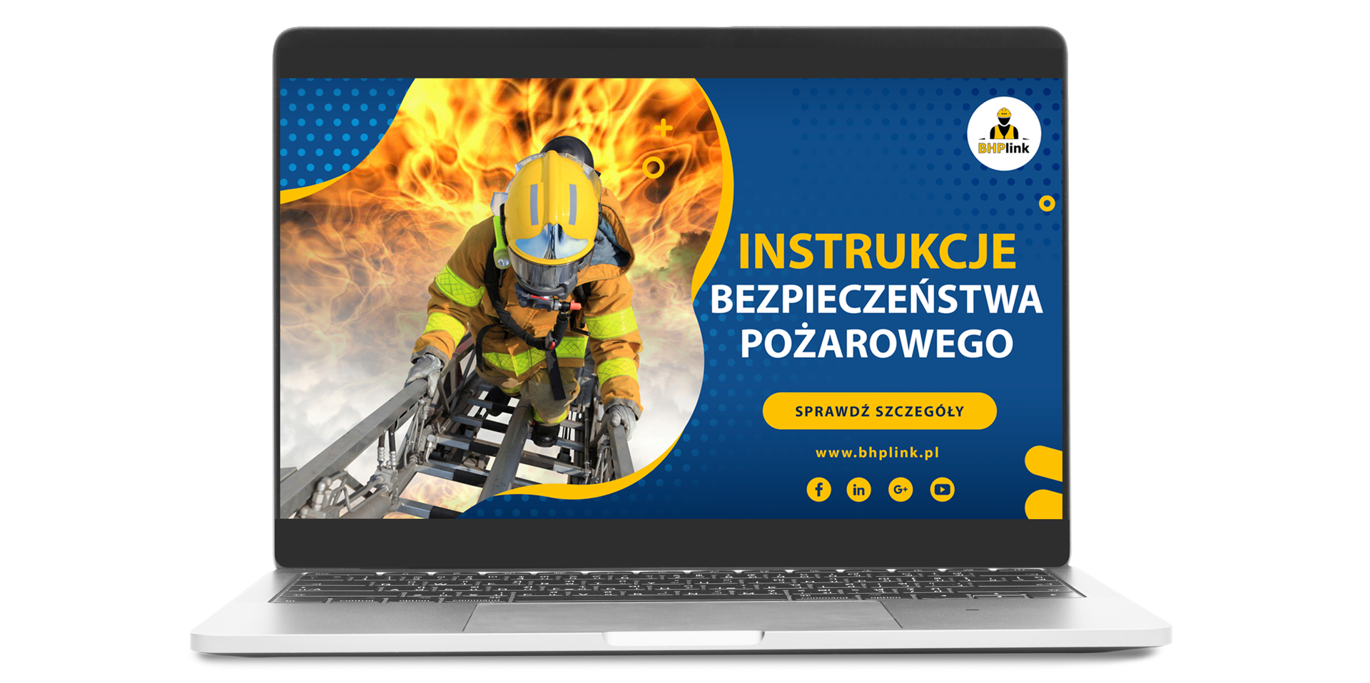 IBP Strażak wchodzący po drabinie na ekranie monitora